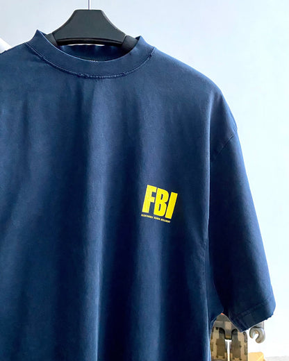 계단집/발렌시아가 남여 워싱 네이비 FBI 반팔