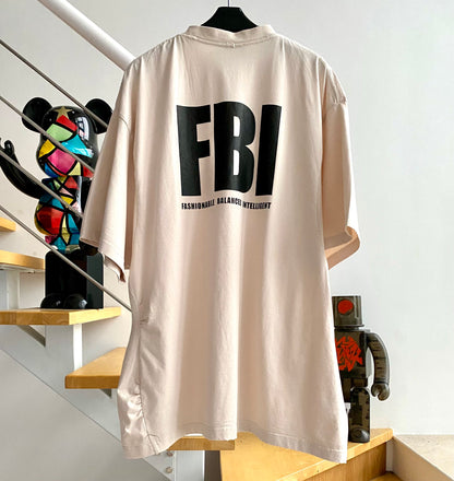 계단집/발렌시아가 남성 베이지 파괴 FBI 반팔