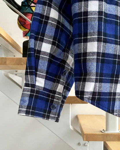 계단집/발렌시아가 남성 남백색 양털 체크 면 셔츠 외투