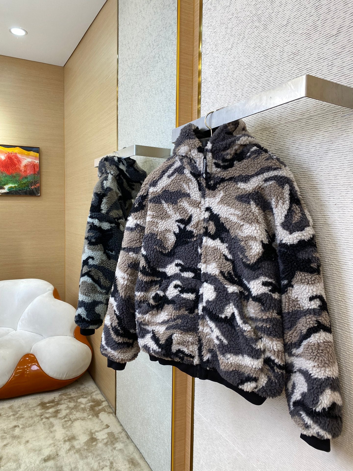 체인2호/발렌시아가 남성 벨벳 지퍼 코트