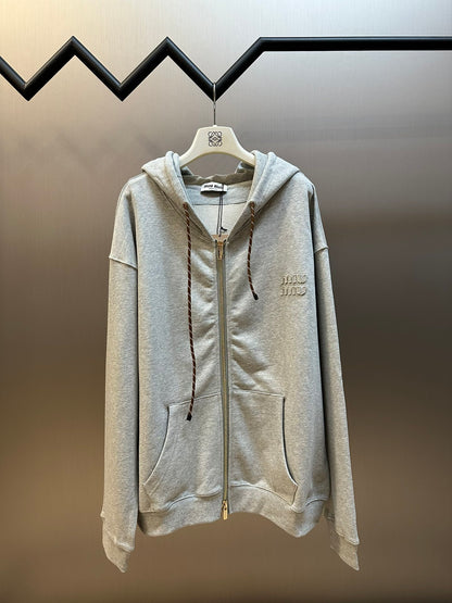 체인2호/미우미우 남성 로고 후드 지퍼 코트