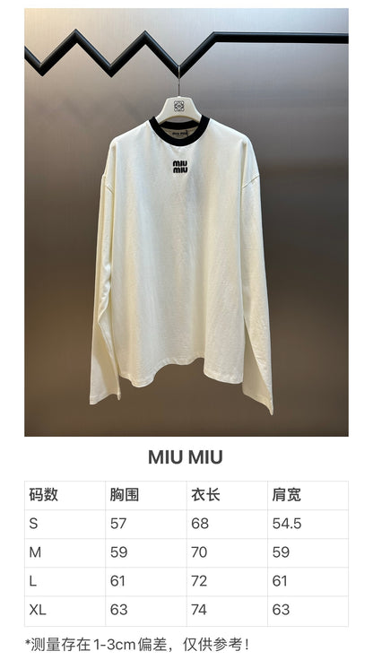 체인2호/미우미우 남성 자수 로고 긴팔 티셔츠