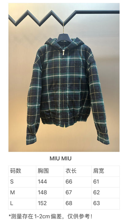 체인2호/미우미우 남성 그린 체크 면 재킷