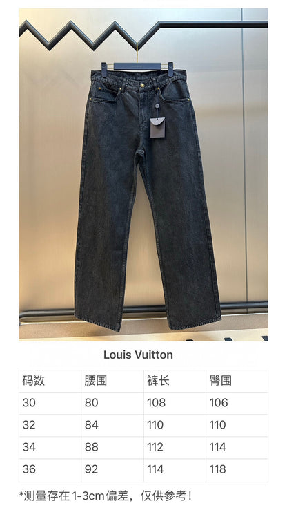 체인2호/루이비통 남성 바둑판 검정 청바지