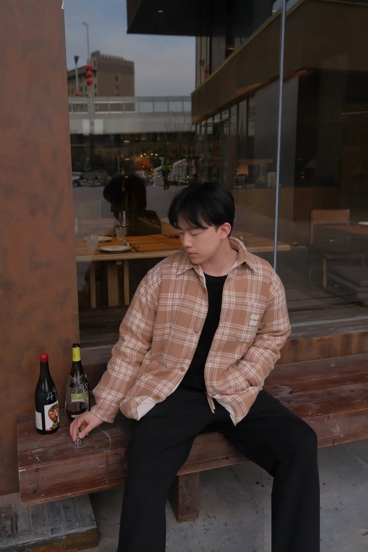 체인2호/미우미우 남성 체크 다운 자켓