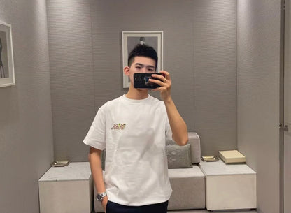 타일공장/디올 남성 여성 가슴 알파벳 자수 반팔 티셔츠