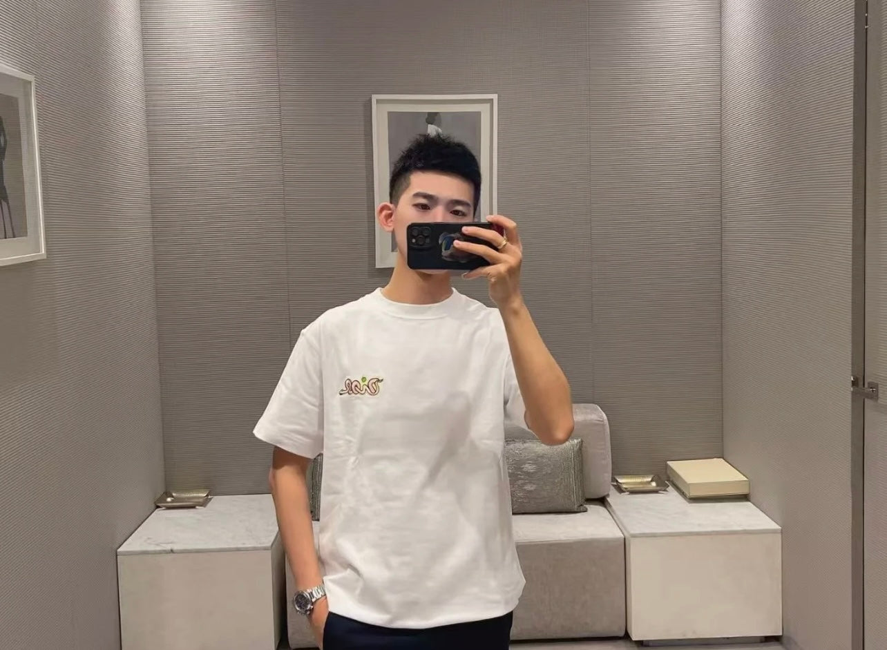 타일공장/디올 남성 여성 가슴 알파벳 자수 반팔 티셔츠