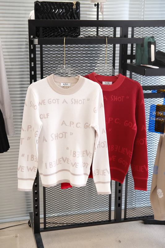 마이골프/APC GOLF 골프 여성 상의 알파벳 프린트 라운드 니트