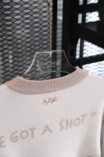 마이골프/APC GOLF 골프 여성 상의 알파벳 프린트 라운드 니트