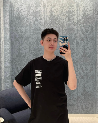 TJ셀러/ 디올 남성 루즈핏 라운드 반팔 티셔츠