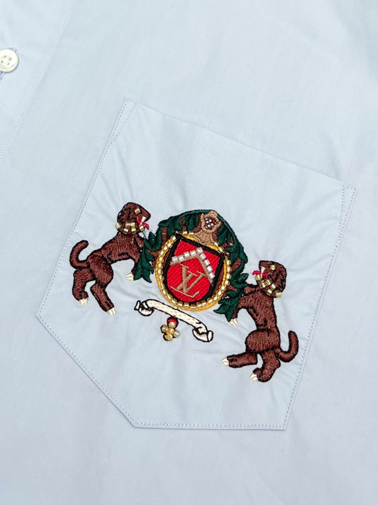 R공장/루이비통 남성 자수 면 긴팔 셔츠
