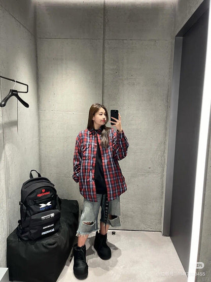 체인2호/발렌시아가 남성 체크 셔츠 자켓