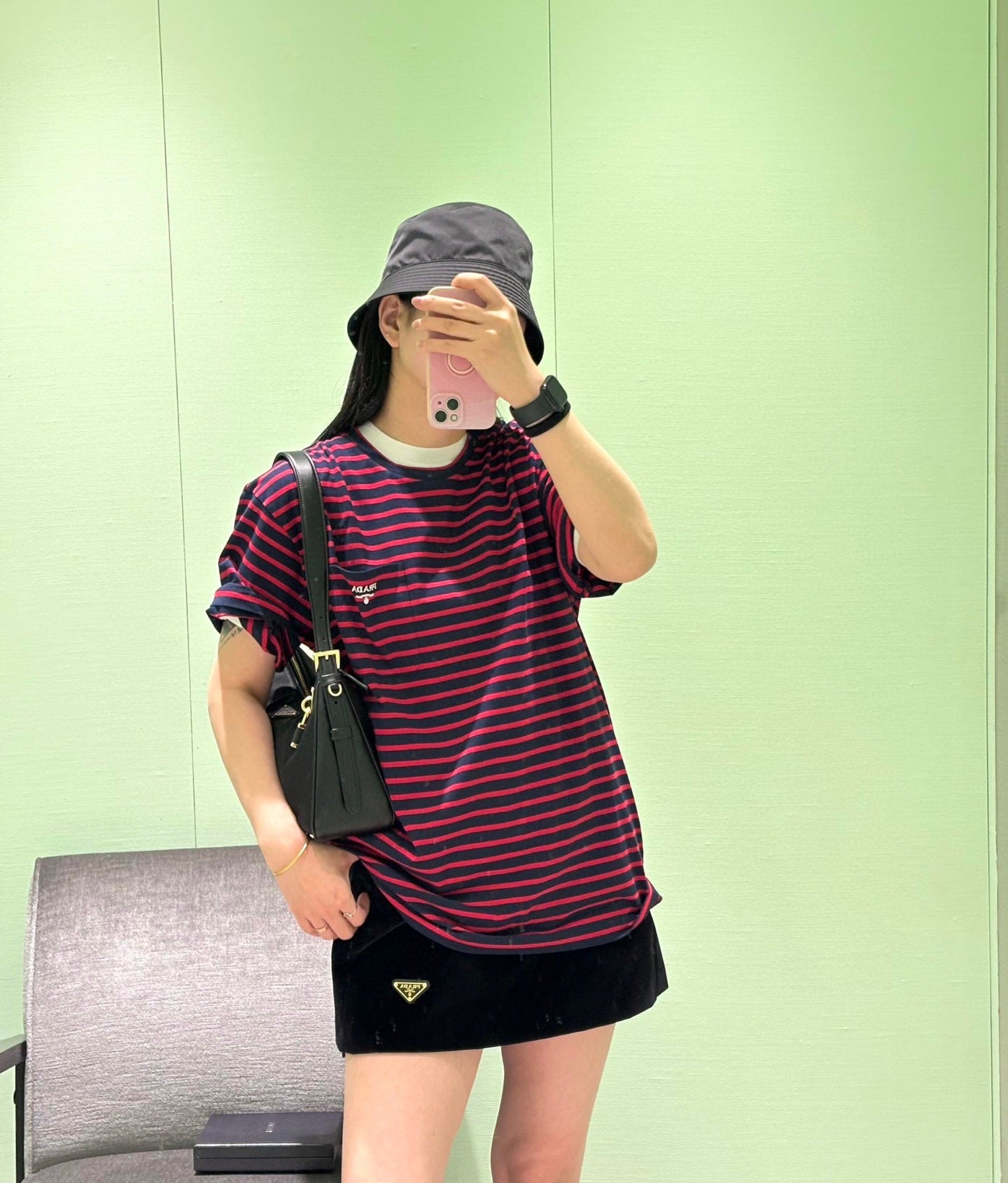 체인2호 / 프라다 남성 스트라이프 반팔 티셔츠