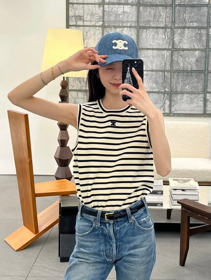 체인2호 / 셀린느 여성 스트라이프 니트 조끼