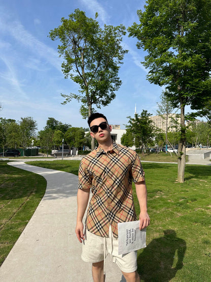 GTR / 버버리 남성 체크 반팔 셔츠
