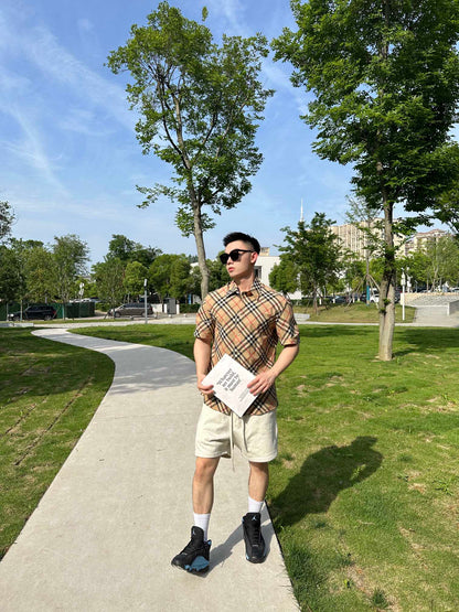 GTR / 버버리 남성 체크 반팔 셔츠
