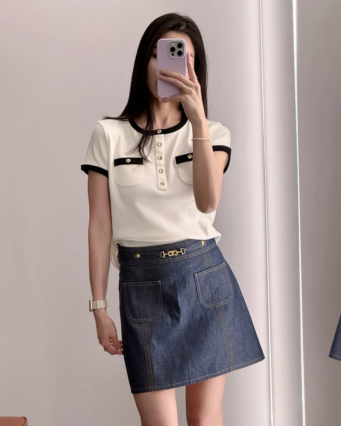 체인2호 / 셀린느 여성 니트 쇼트 티셔츠