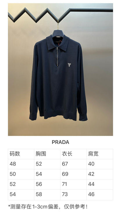 체인2호 / 프라다 남성 자수 지퍼 긴팔 폴로넥 셔츠