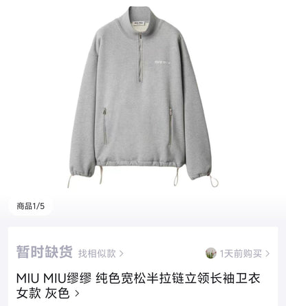 체인2호 / 미우미우 남성 반지퍼 자수 맨투맨