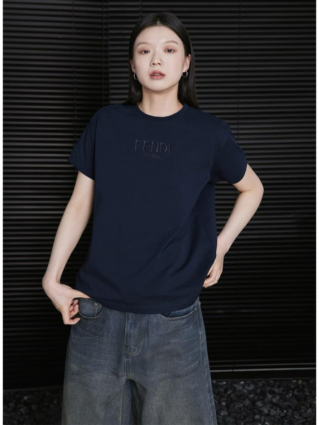 BVG / 펜디 남성 여성 자수 면 반팔 티셔츠