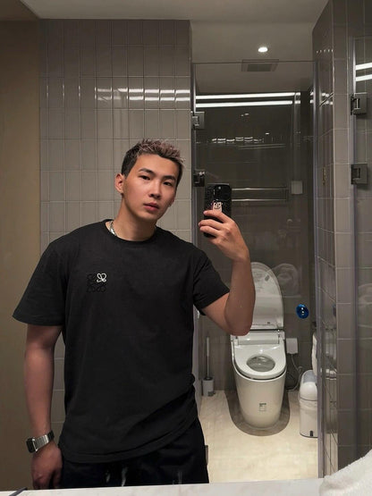 사슬 / 로에베 남성 로고 자수 반팔 티셔츠
