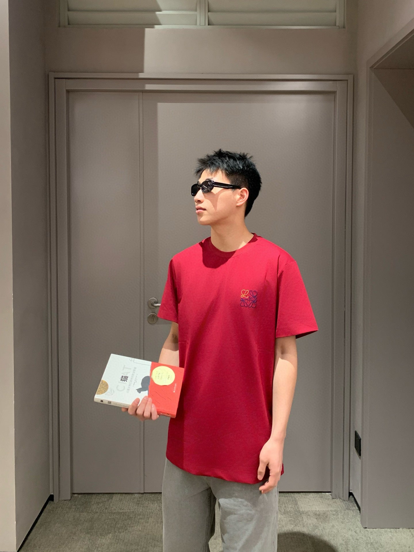 사슬 / 로에베 남성 로고 자수 반팔 티셔츠