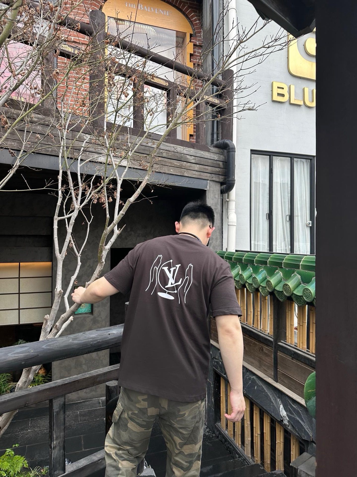 사슬 / 루이비통 남성 여성 프린트 라운드 반팔 티셔츠