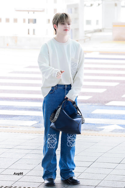 사슬 / 로에베 남성 여성 와이드 데님 팬츠