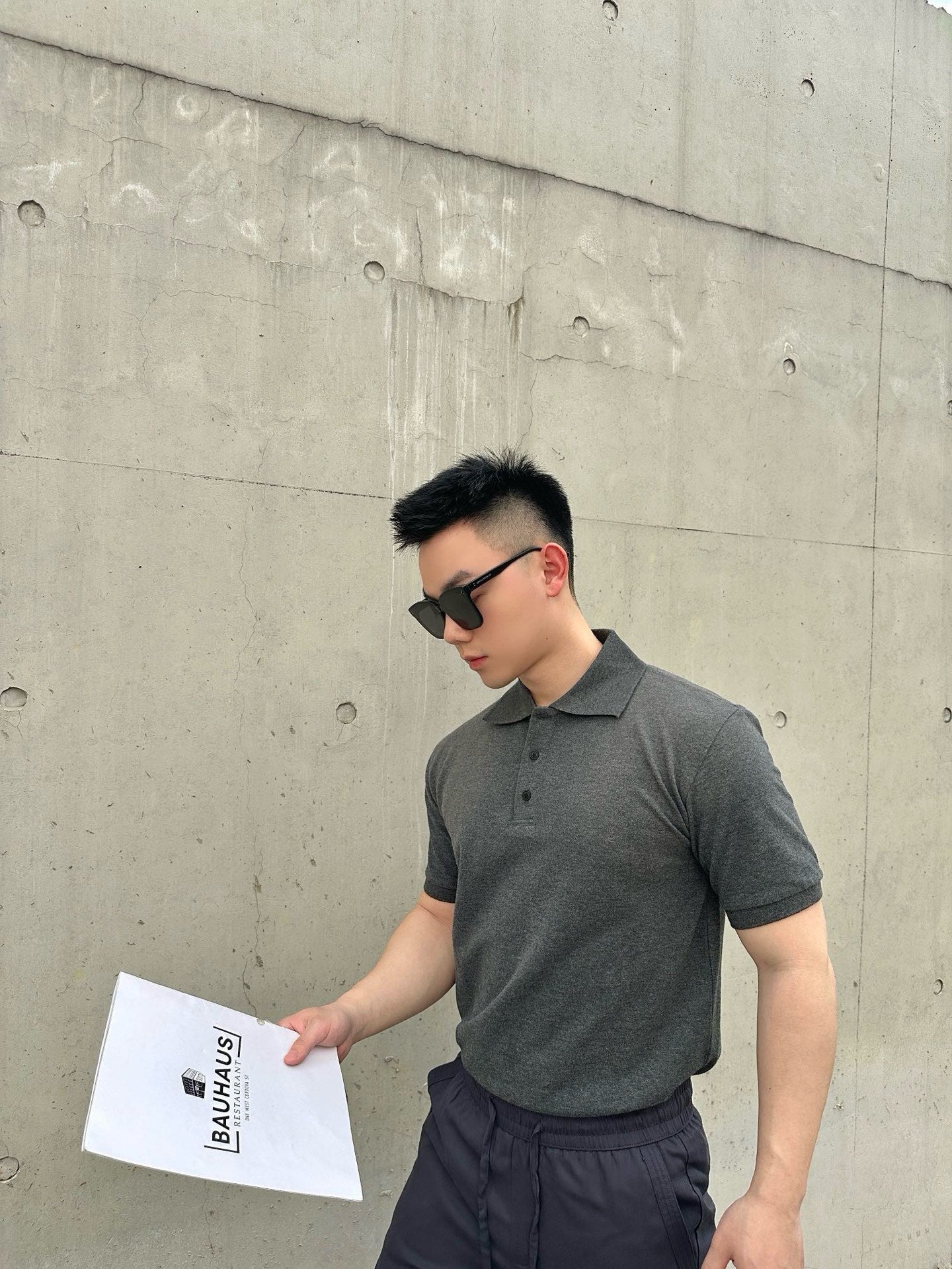 사슬 / 입생로랑 남성 자수 캐쥬얼 반팔 폴로넥 셔츠