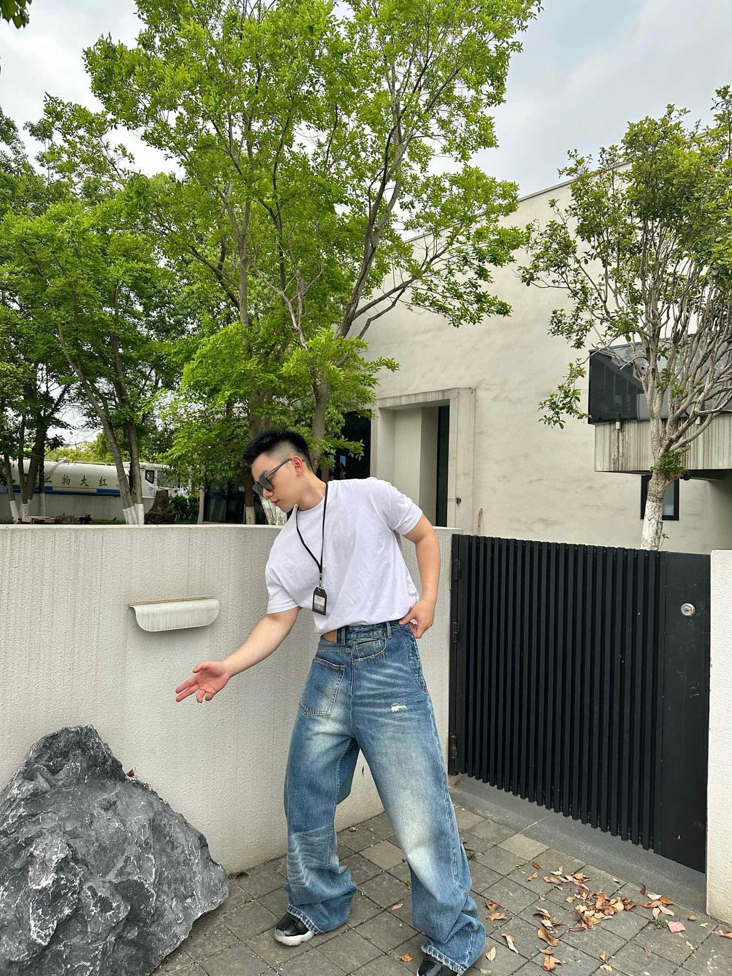 사슬 / 메종마르지엘라 남성 하이웨이스트 포켓 와이드 데님 팬츠 청바지
