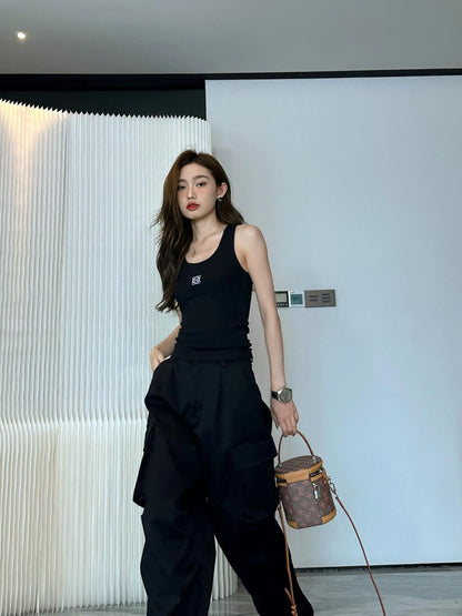 사슬 / 로에베 남성 로고 자수 라운드넥 나시