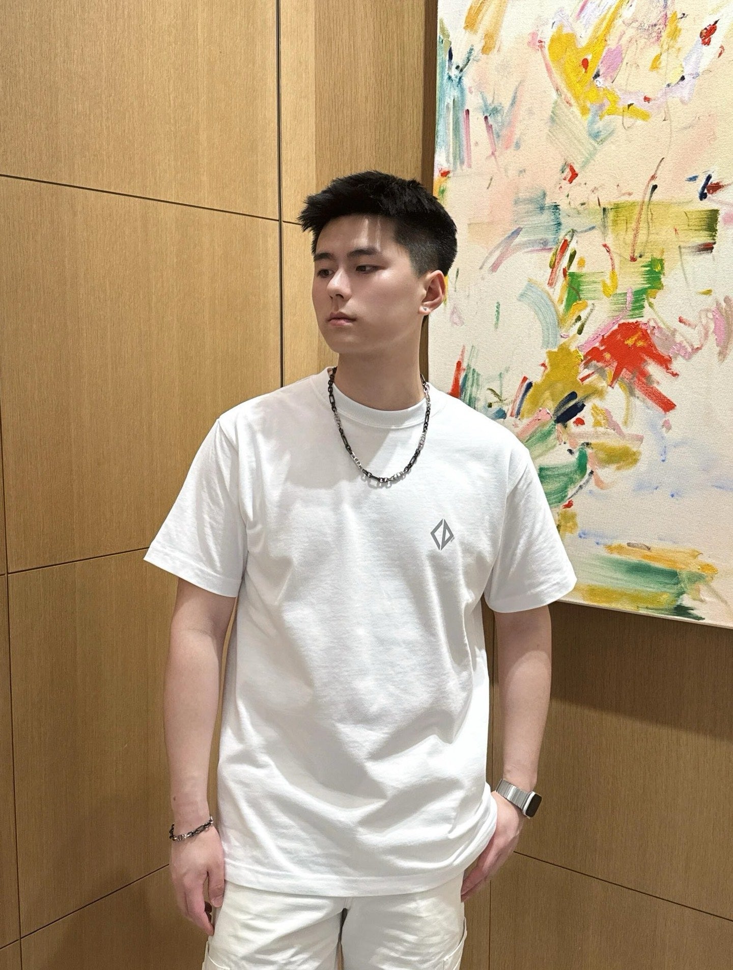 사슬 / 디올 남성 라운드넥 니트 반팔 티셔츠