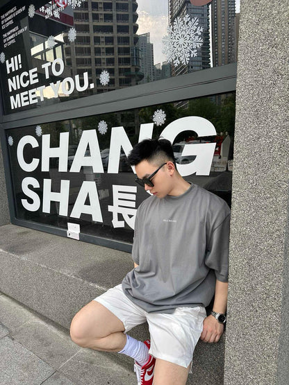 사슬 / 발렌시아가 남성 라운드 알파벳 프린트 반팔 티셔츠