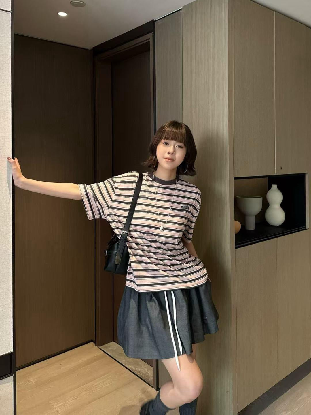 GTR / 프라다 남성 여성 스트라이프 반팔 티셔츠