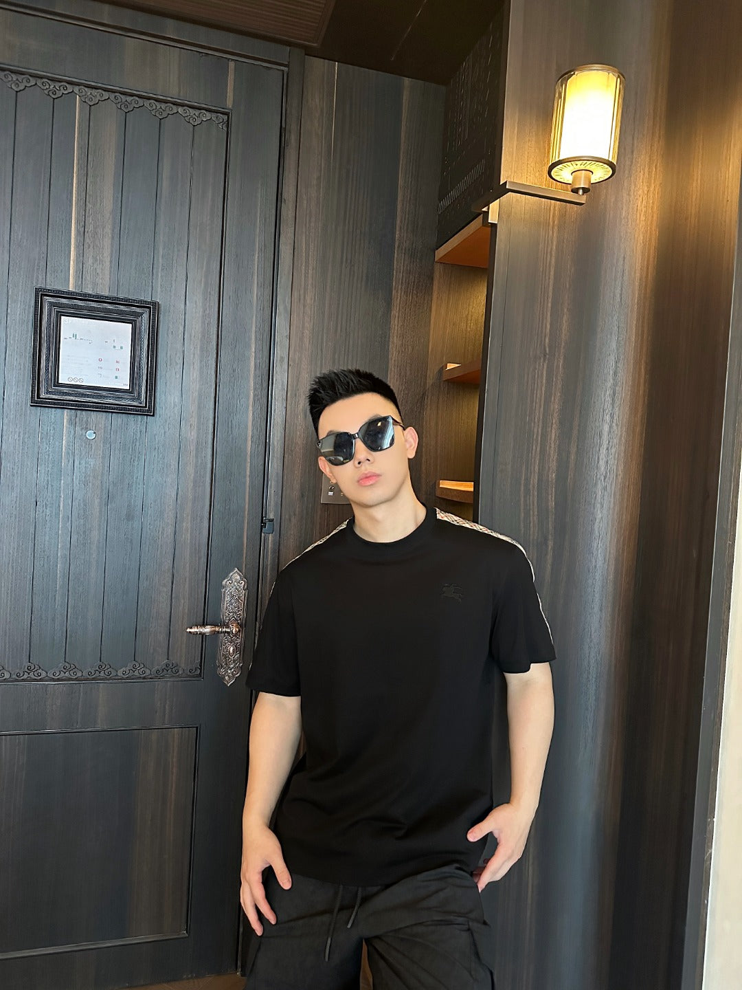 GTR / 버버리 남성 체크 패턴 반팔 티셔츠