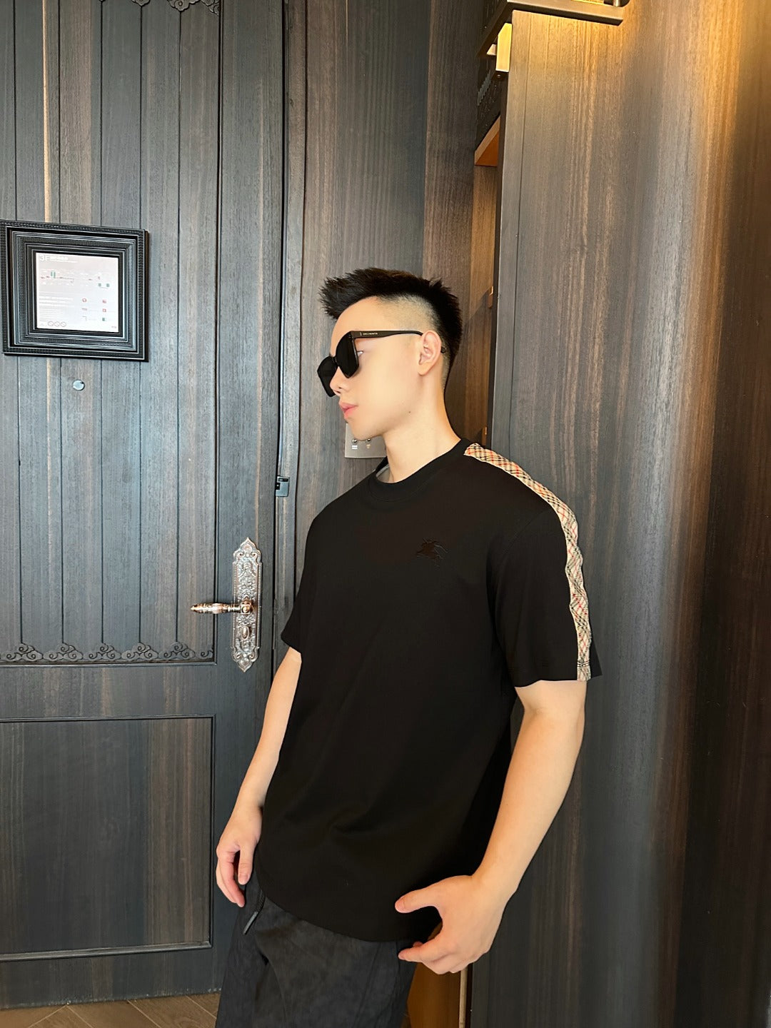 GTR / 버버리 남성 체크 패턴 반팔 티셔츠