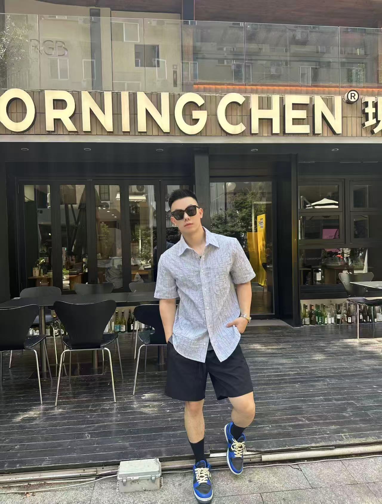 GTR / 로에베 남성 스트라이프 웨이브 패턴 반팔 셔츠