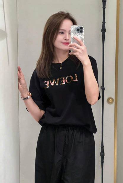 GTR / 로에베 남성 컬러 알파벳 자수 반팔 티셔츠