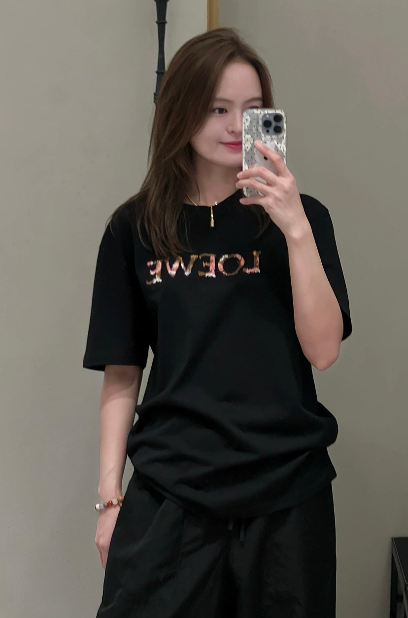 GTR / 로에베 남성 컬러 알파벳 자수 반팔 티셔츠