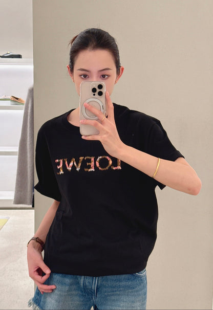 GTR / 로에베 남성 컬러 알파벳 자수 반팔 티셔츠