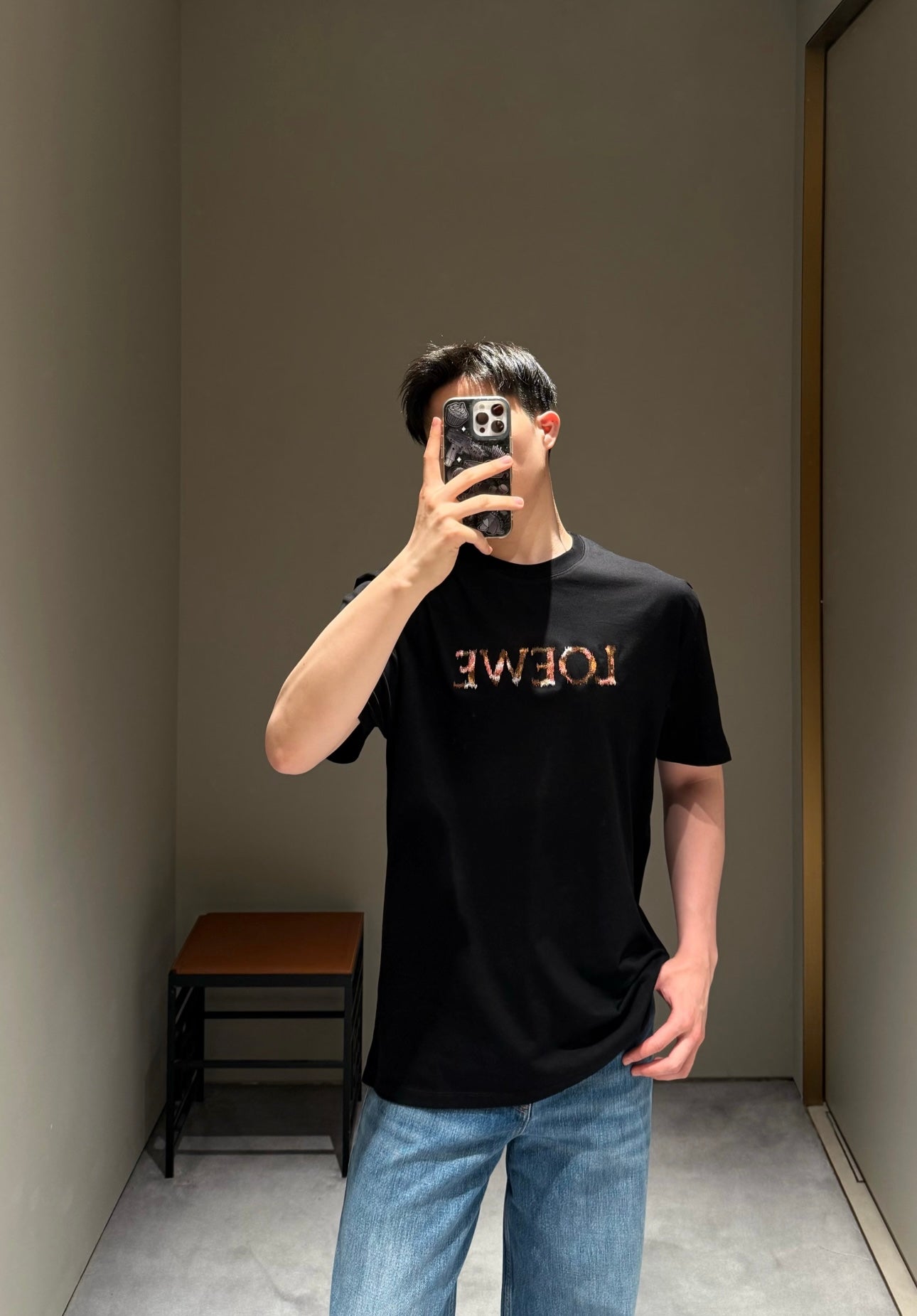 GTR / 로에베 남성 컬러 알파벳 자수 반팔 티셔츠