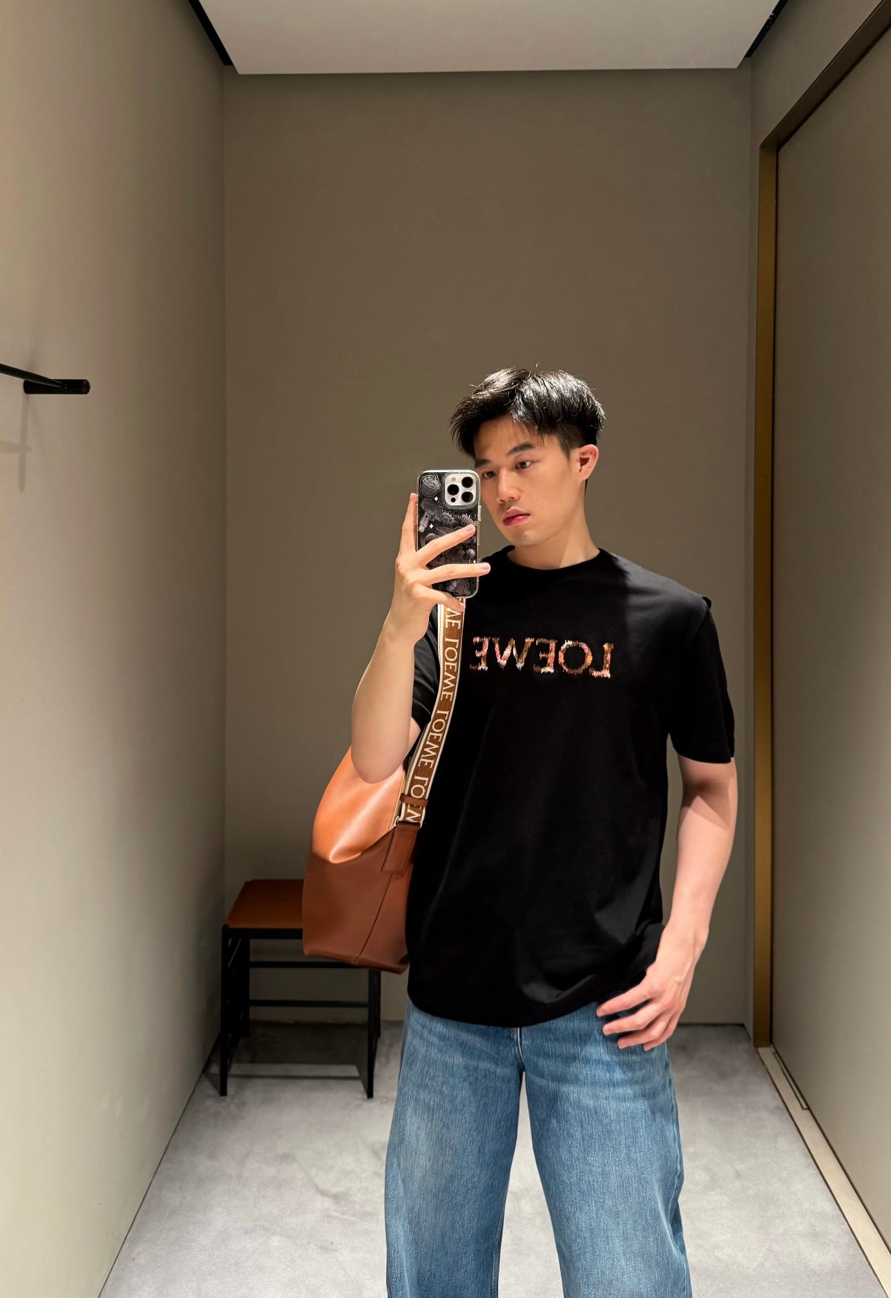 GTR / 로에베 남성 컬러 알파벳 자수 반팔 티셔츠
