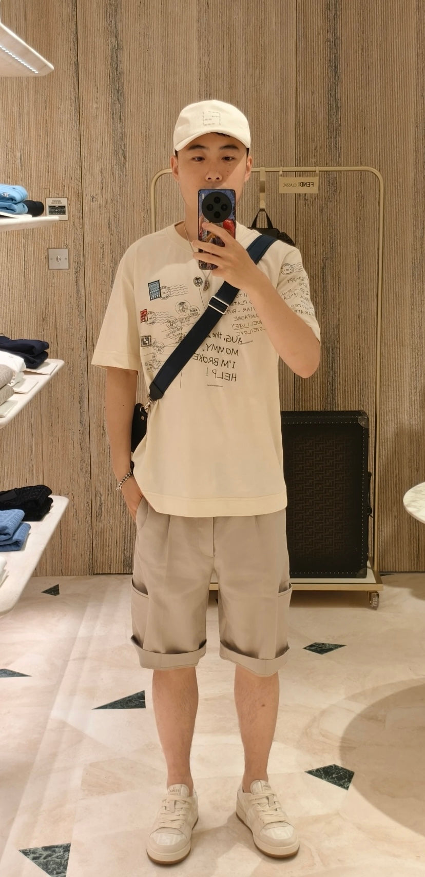 GTR / 펜디 남성 우표도장 반팔 티셔츠