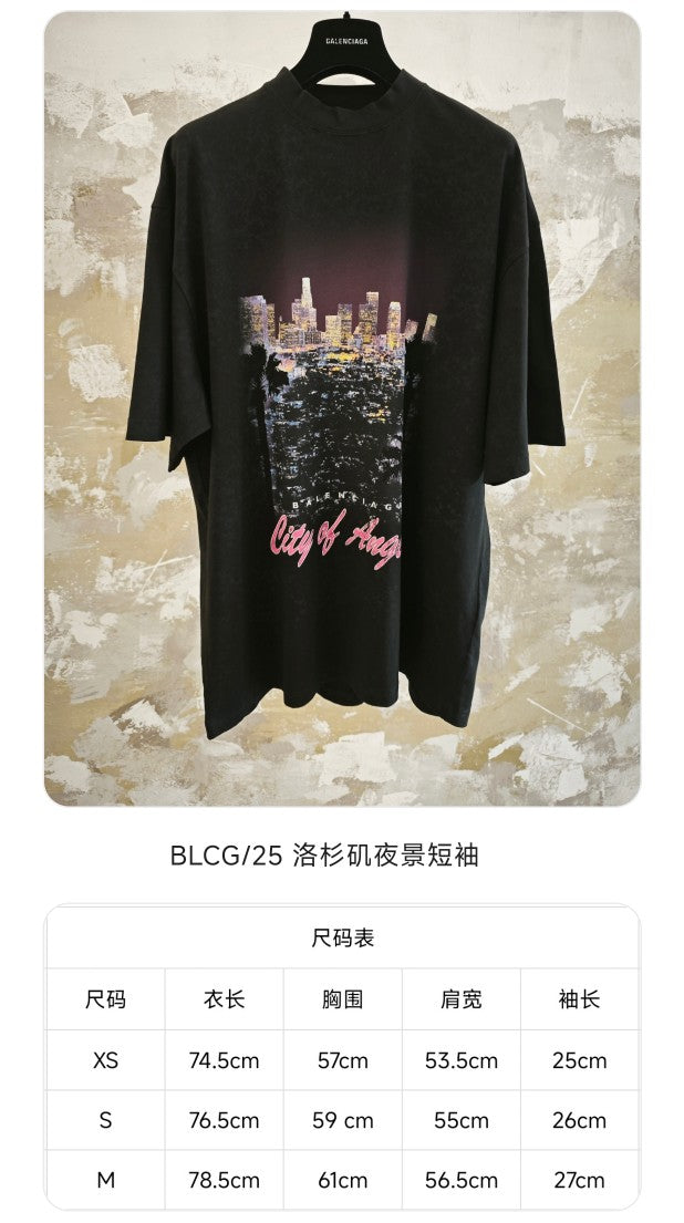 GTR / 발렌시아가 남성 야경 반팔 티셔츠