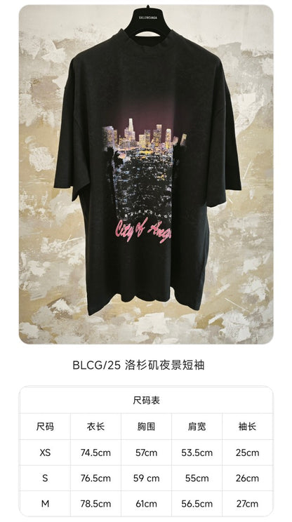 GTR / 발렌시아가 남성 야경 반팔 티셔츠