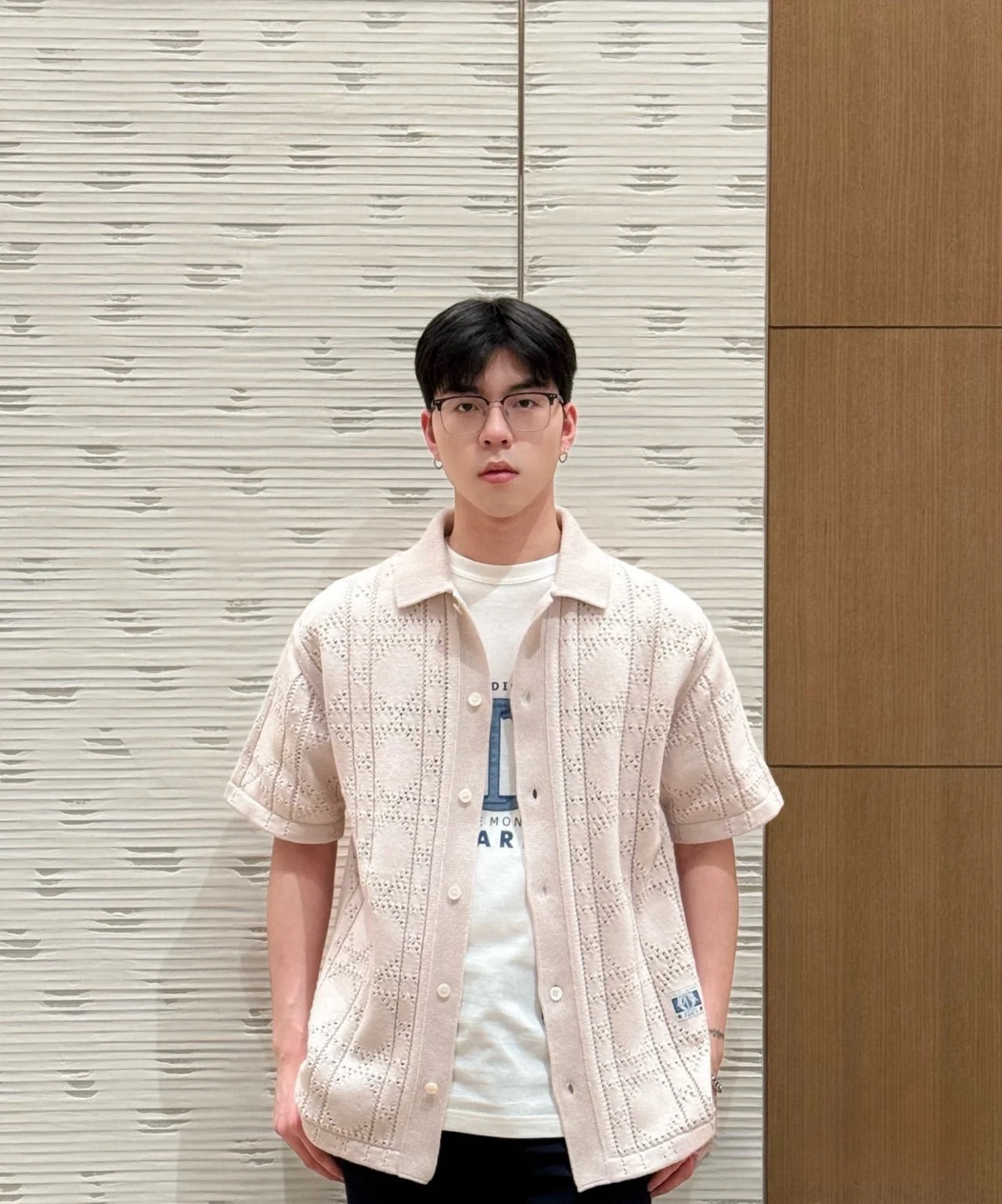GTR / 디올 남성 펀칭 모직 반팔 셔츠