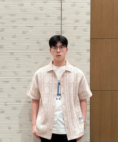 GTR / 디올 남성 펀칭 모직 반팔 셔츠