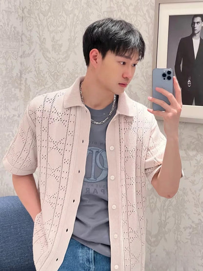GTR / 디올 남성 펀칭 모직 반팔 셔츠
