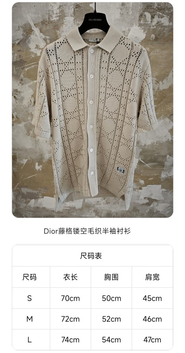 GTR / 디올 남성 펀칭 모직 반팔 셔츠