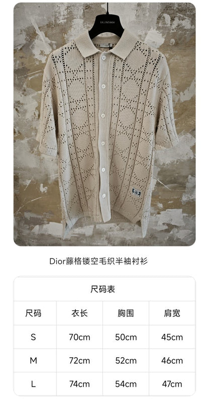 GTR / 디올 남성 펀칭 모직 반팔 셔츠